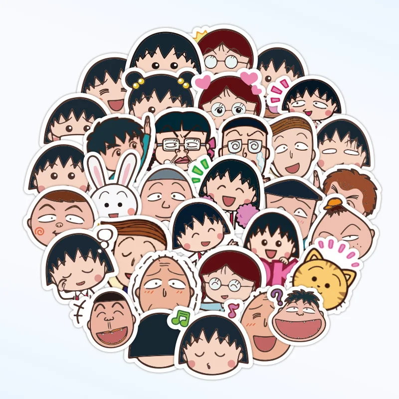 

40pcs Cherry Maruko Cartoon Big Head Stickers Cute Children's Graffiti Sticker Mobile Phone Hand Account Diary Decal Classic Toy