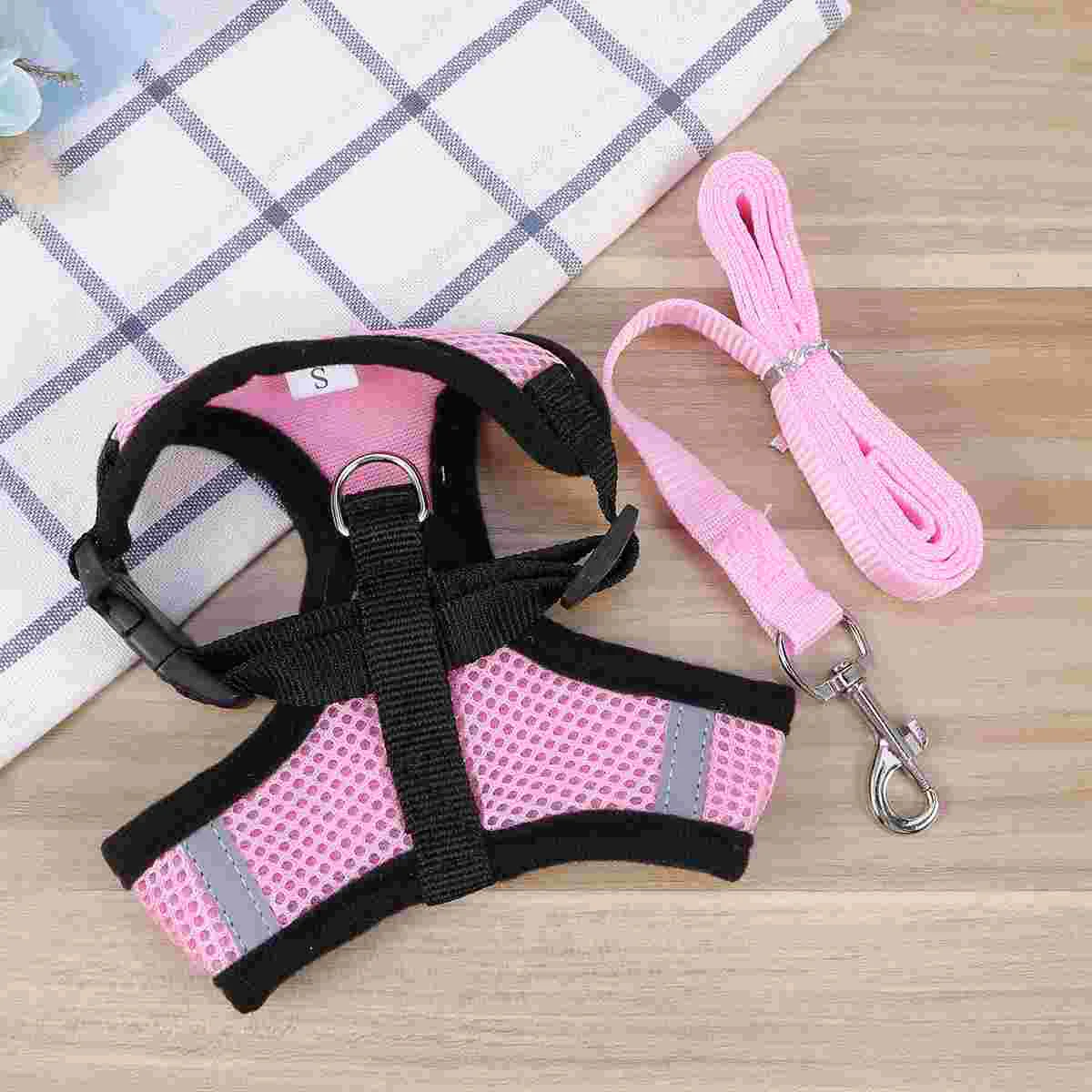 

Vest Harness Leashpetpuppy Dogsstrap Dogset Collarsmesh Adjustable Supplies Cat