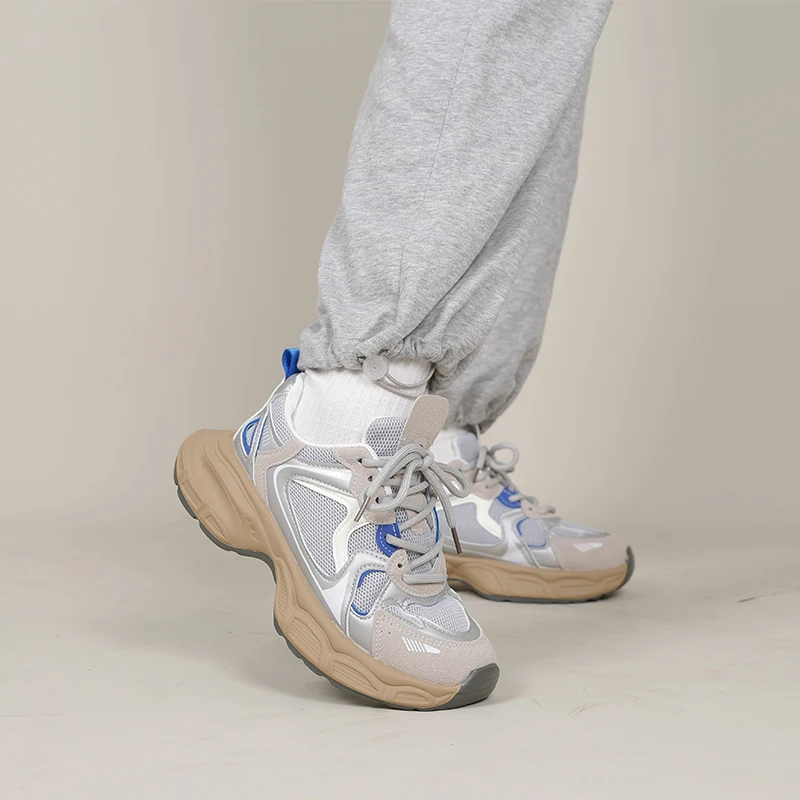 Taoffen Casual Sneakers For Women Thick Sole Breathable Mesh Tennis Ladies Running Shoes Fashion Wedge Sneakers Sports Trainers