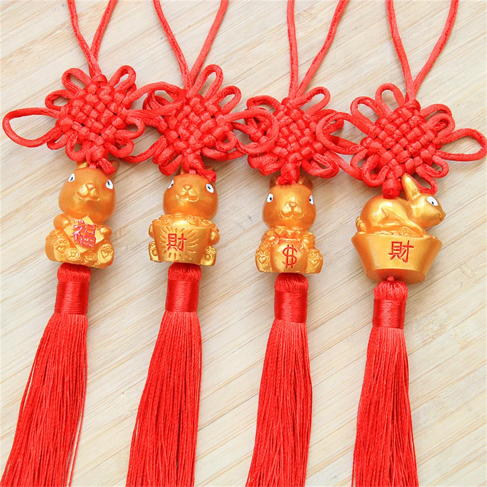 

1Pc 2023 Chinese New Year Gift Zodiac Rabbit Chinese Red Knot Pendant Decoration For Home Pendant Tassel Lucky Hanging Ornaments