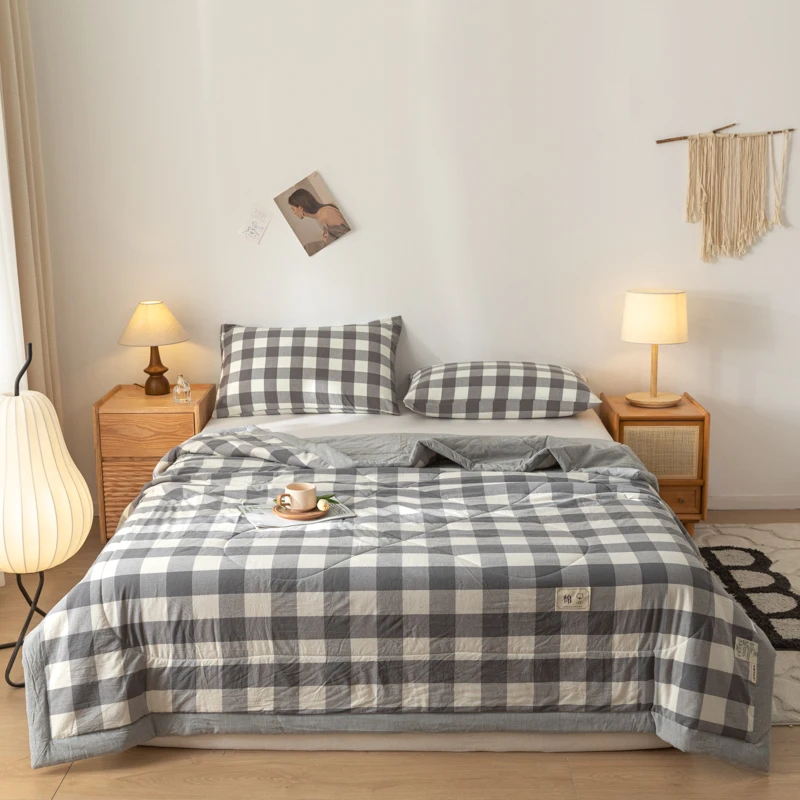 Японские хлопковые одеяла летнее крутое Клетчатое одеяло двойная кровать