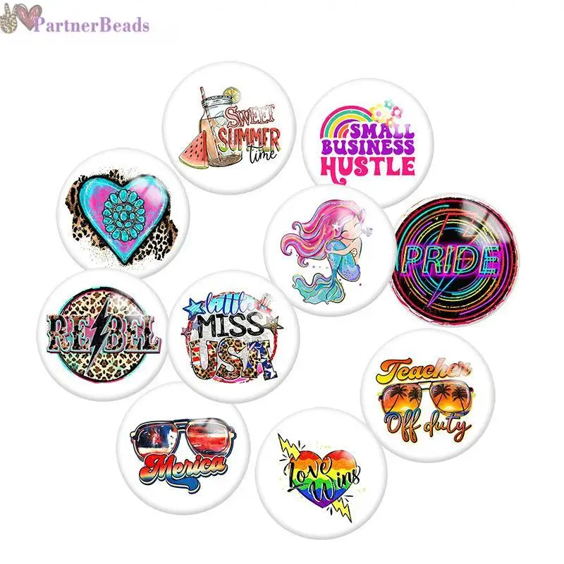 

Love Words Round Photo Glass Cabochon Demo Flat Back Making Findings 20mm Snap Button N9621
