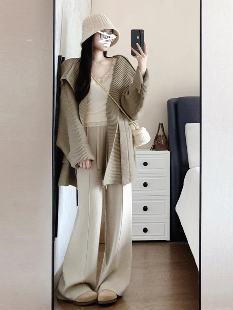 Корейская серия Idle Sle вязаный кардиган цвета хаки свитер для женщин осень и зима