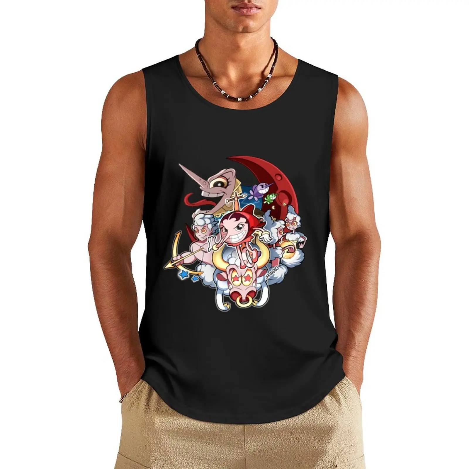 Cuphead Hilda Berg Tank Top баскетбольные спортивные рубашки без рукавов мужские футболки