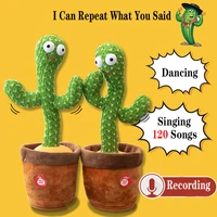 lovely dancing cactus talking toy usb charging sound record repeat doll kawaii cactus kids education toys gif plush