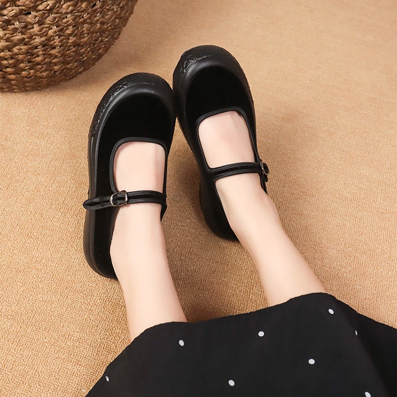 Женские одинарные туфли весенне-осенние новые замшевые тканевые с круглой