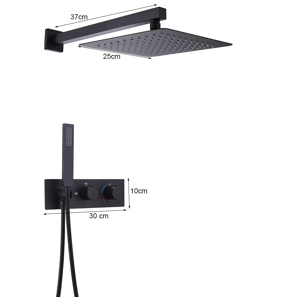 

Luxury Matte Black Shower Faucet Wall Mounted Cold and Hot 2 Function Bathroom Shower Set