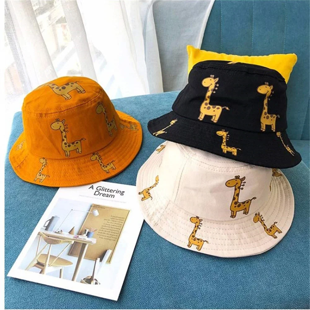 Панама с мультяшным жирафом для мальчиков и девочек шляпа от солнца защитой