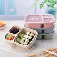 japanese lunch boxs leak proof 3 grid with lid camping picnic portable plastic food fruit storage container bento box for kids
