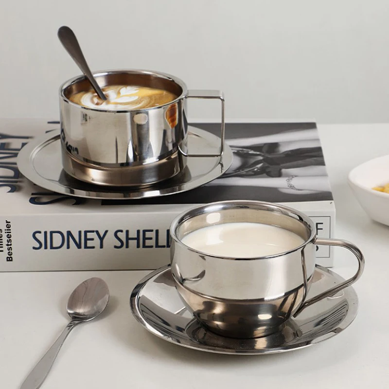 Набор Кофейных Чашек Из 3 Предметов Нержавеющей Стали С Термостойкой Кружкой