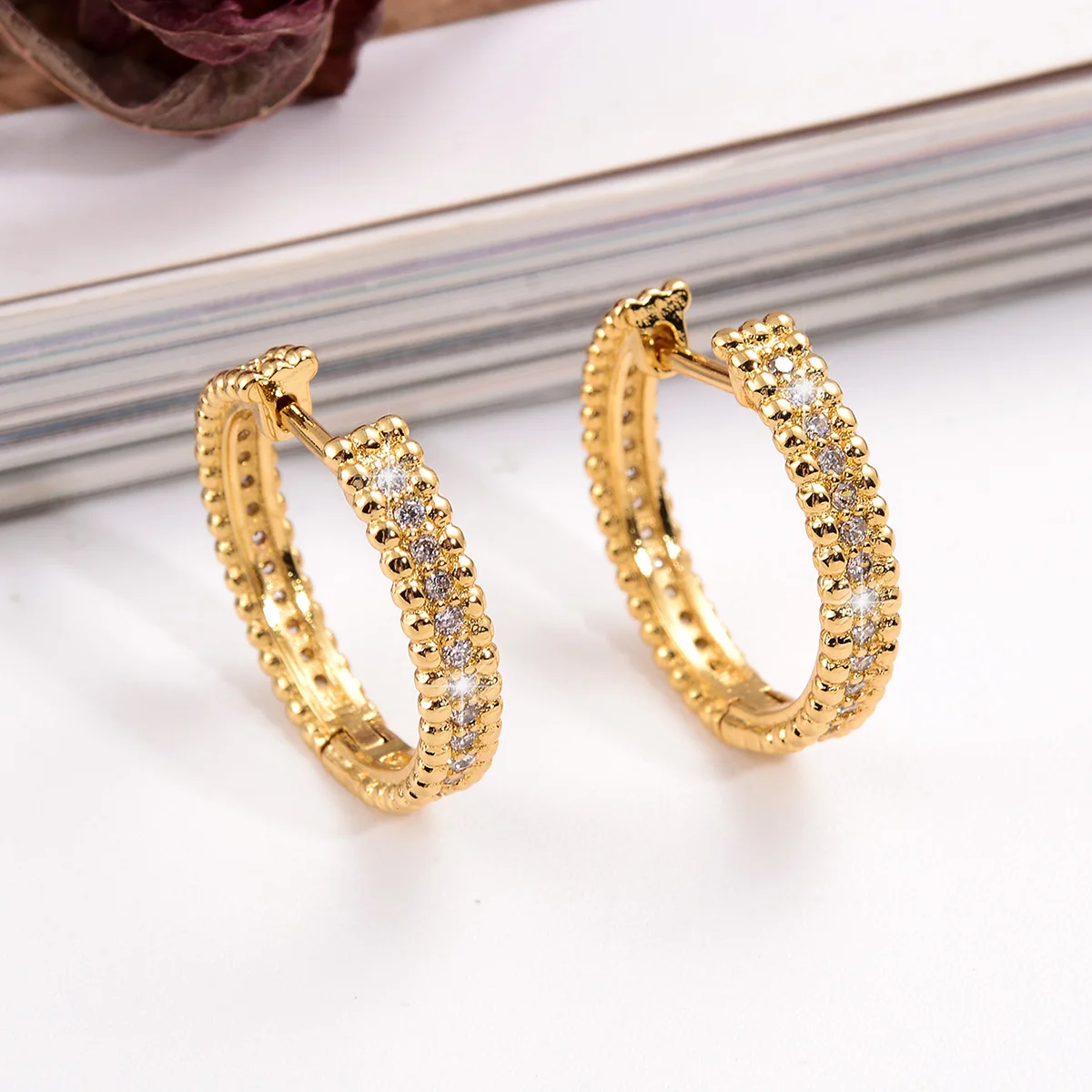 

Zircon Hoop Earrings for Women Stainless Steel Gold Plated Piercing Earring 2023 Trending New In Aesthetic Jewelry aretes mujer