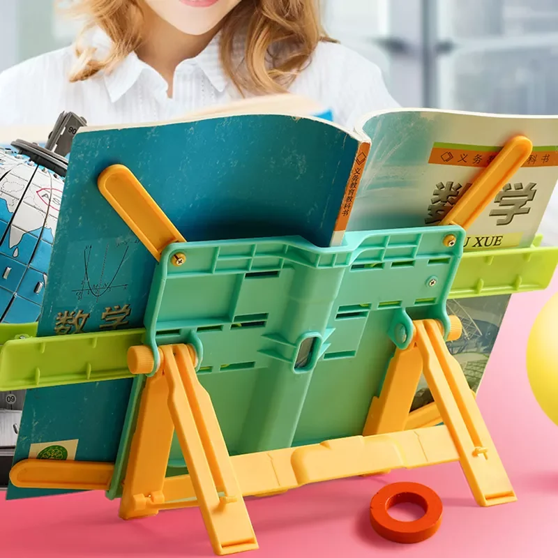 

Регулируемая подставка для книг для чтения, портативная Нескользящая металлическая складная подставка для учебников, подставка для планше...