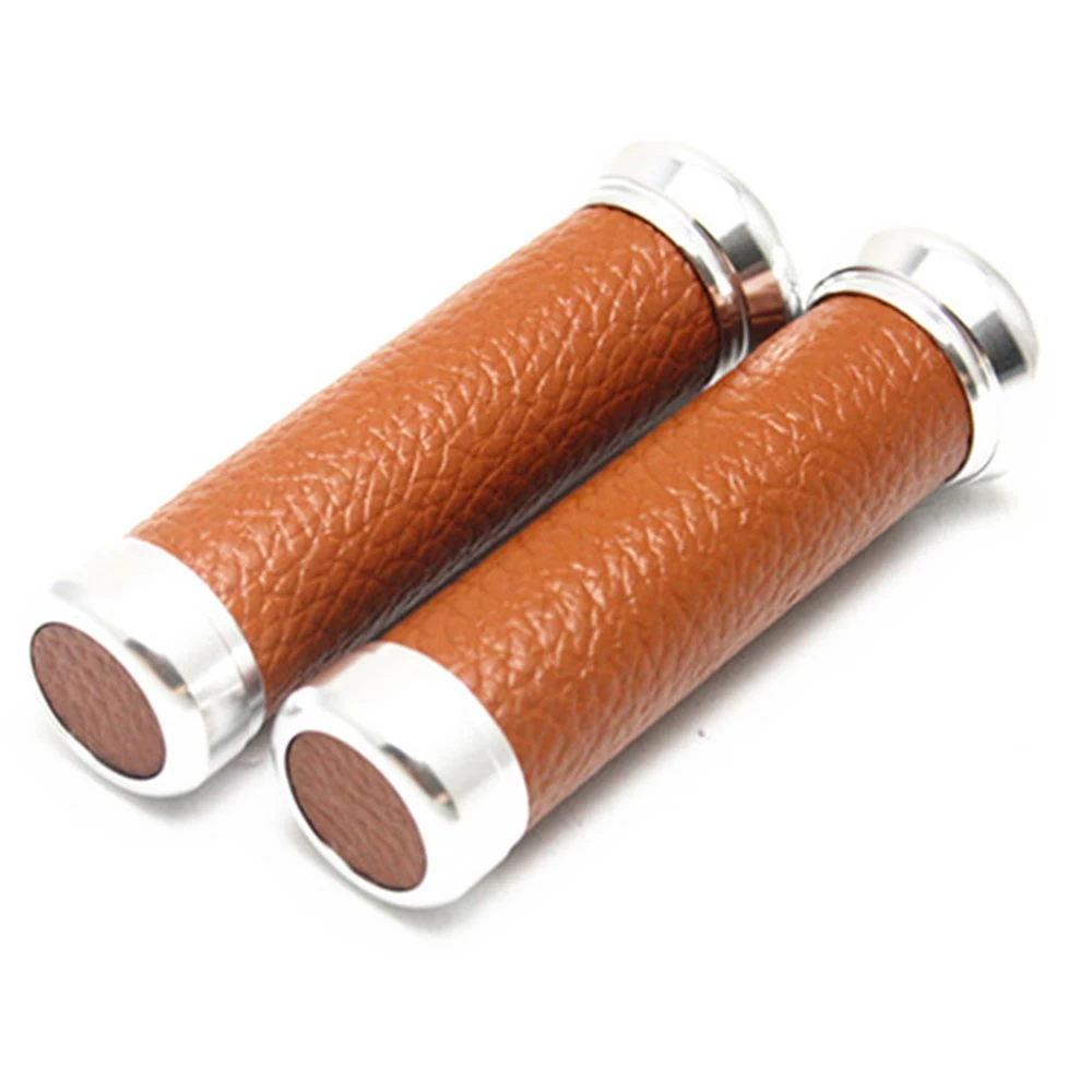 

1pair Vintage Motorcycle Handle Grips Universal Aluminum Leather Scooter Handlebar For motorcycle 22MM Universal handledar