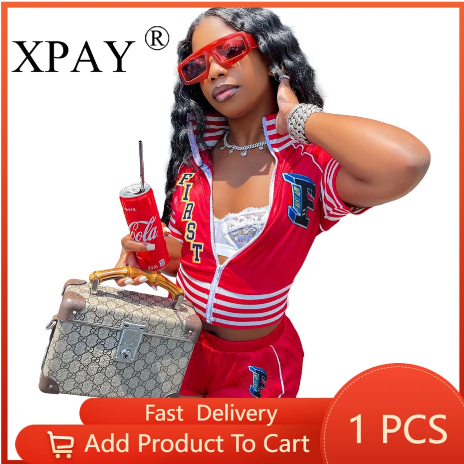 Женский спортивный костюм из двух предметов куртка-бомбер на молнии с коротким