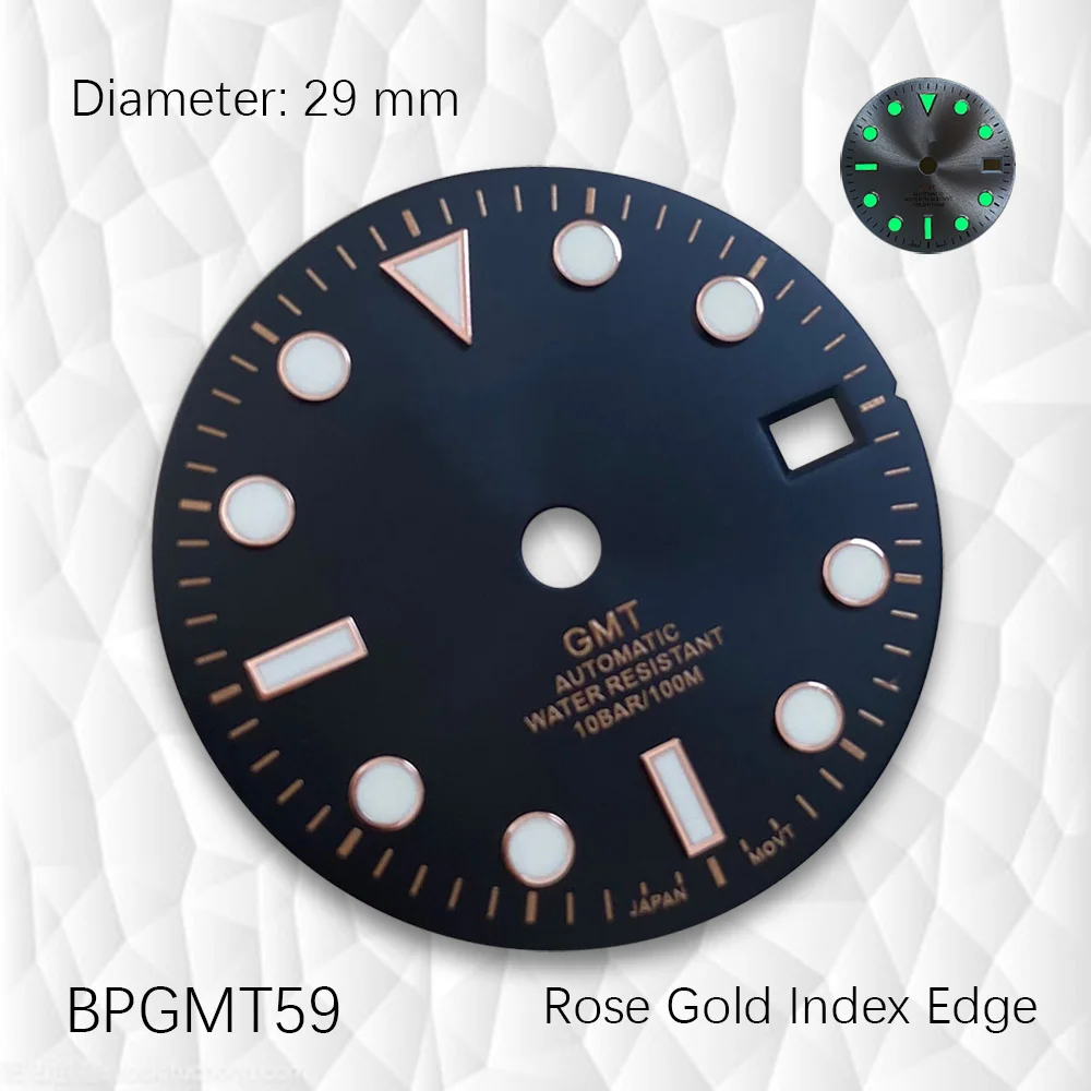 

29MM sun printed black letter GMT dial watch accessory suitable for NH34/NH35 movement