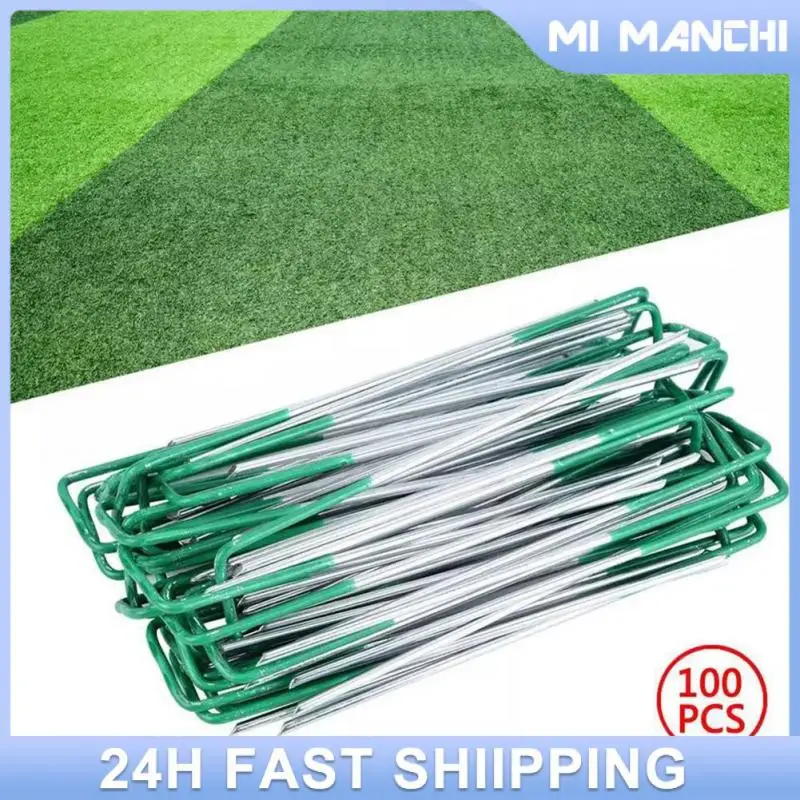 

U-образные гвозди для газона, палатки для защиты окружающей среды, наземные гвозди, полузеленые садовые зеленые гвозди для газона, гамак для кемпинга