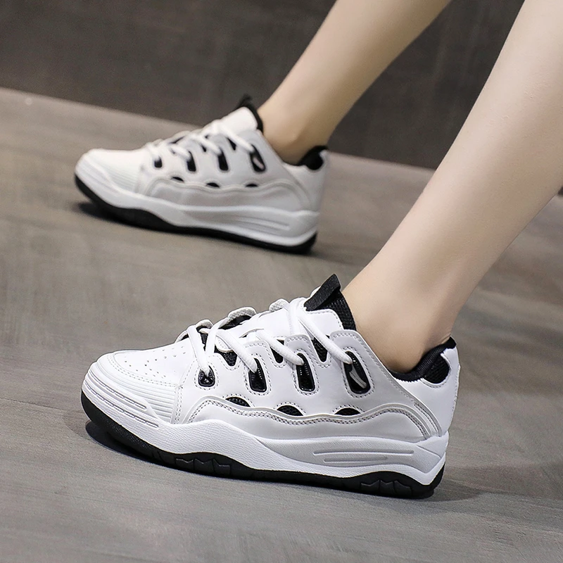 

Женские кроссовки на платформе, дышащие, удобные, повседневная обувь для бега, черные, белые, на осень