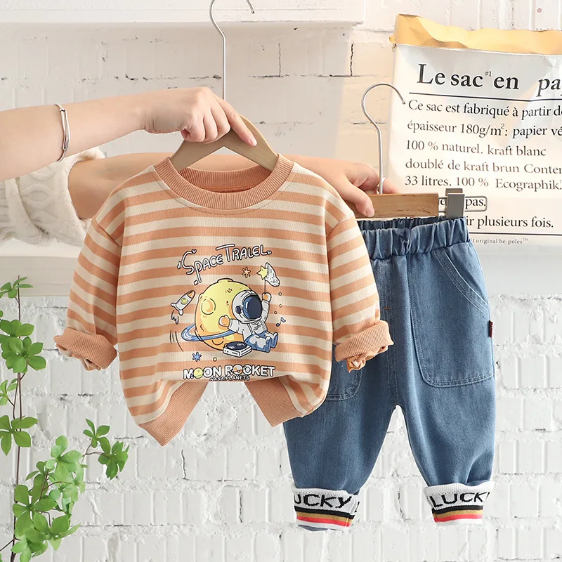 Детские комплекты в полоску Детская толстовка одежда для мальчиков и девочек