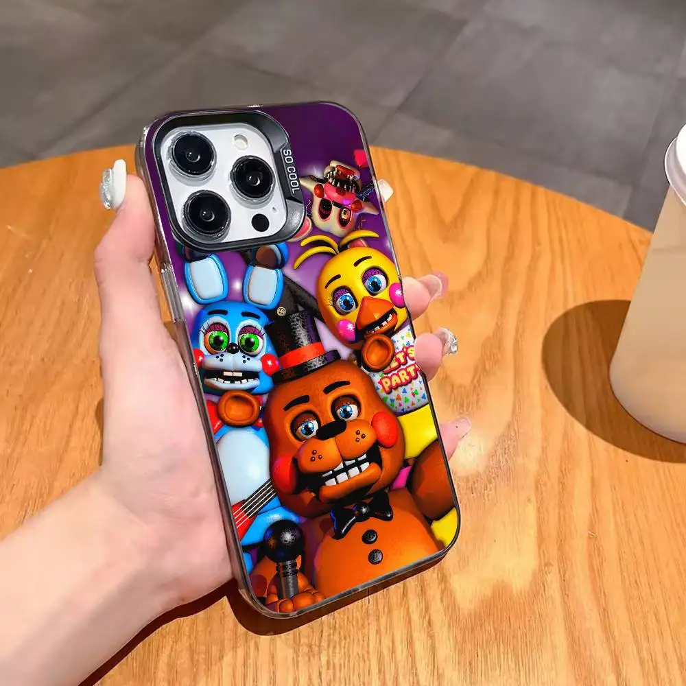 Фото Чехол для телефона Five Nights At F-Freddys Fnaf для iPhone 17,16,15,14,13,12,11 Plus, Pro Max, XS, цветной посеребренный внутренний чехол №2