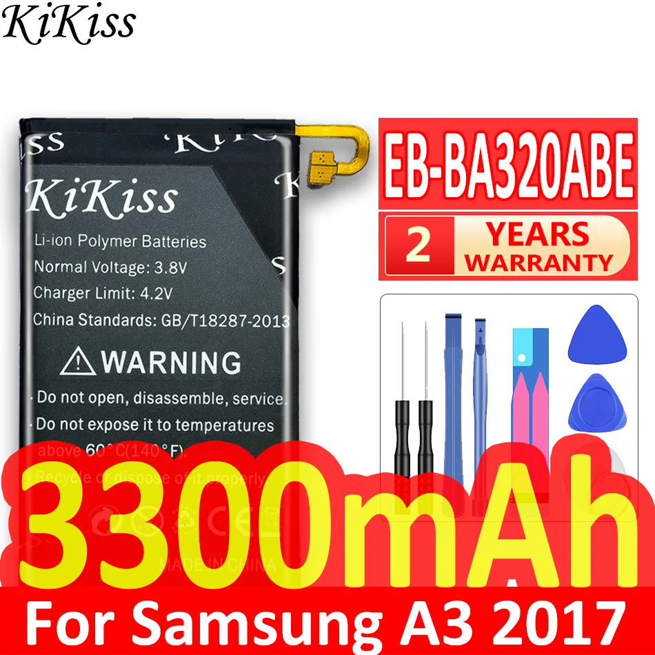 

KiKiss For SAMSUNG EB-BA320ABE 3300mAh Battery For Samsung Galaxy A3 (2017) A320 SM-A320F A320Y A320FL A320F/DS A320Y/DS + Tools