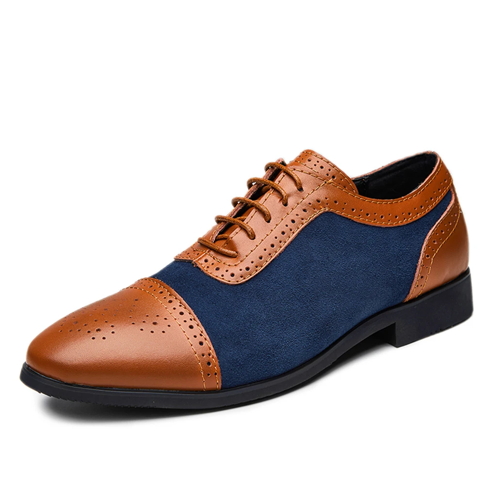 

Men's Casual Leather Shoes High Quality Color Blocking Large Size Loafers Comfortable Breathable Oxford Flats Social Male Shoes