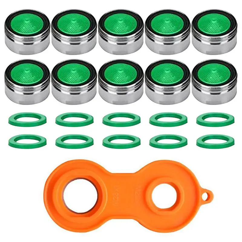 

10 Pcs Faucet Tap Water Saving Aerator Copper With Faucet Aerator Wrench Jet Regulators Filter Spare Part For Kitchen Bath Tools