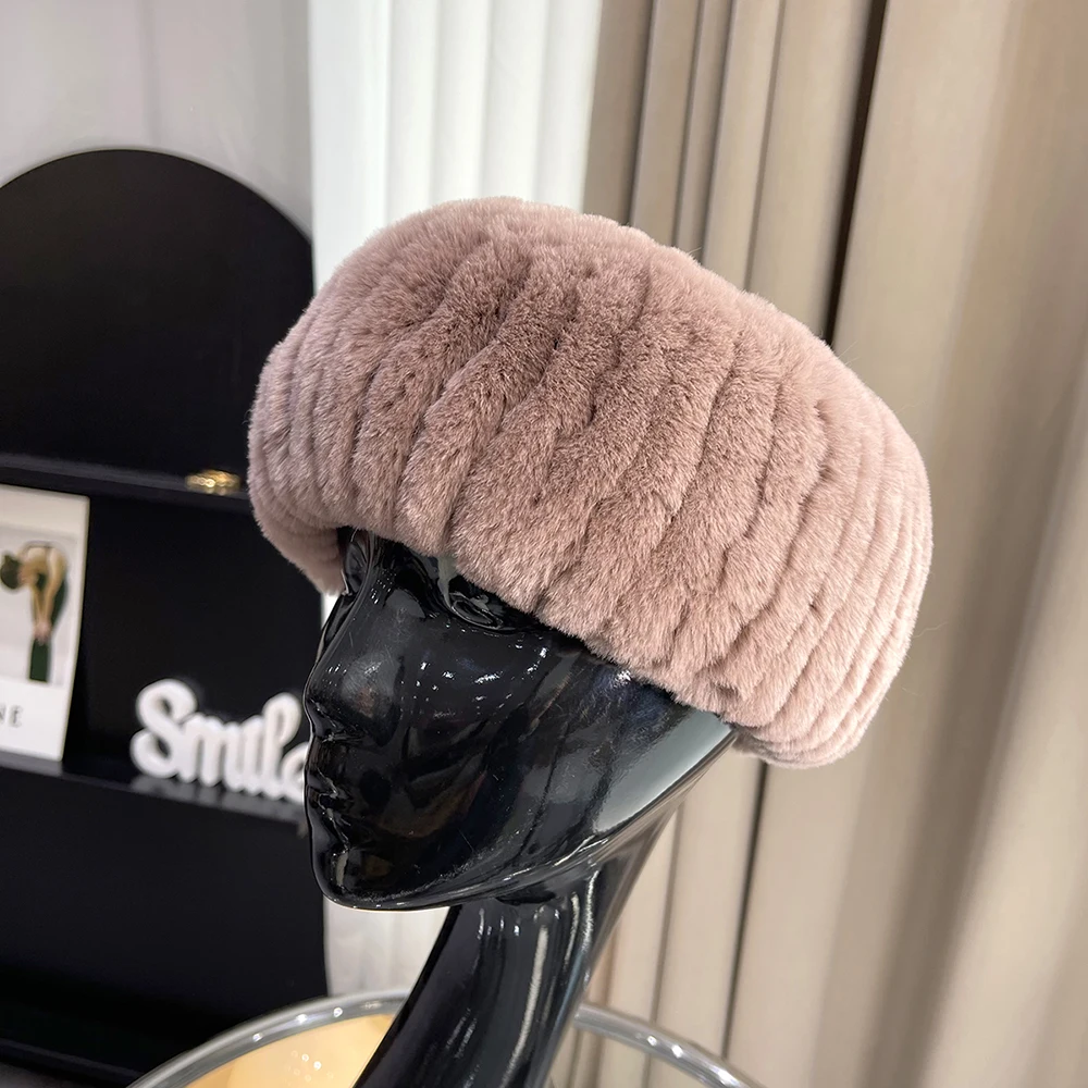 Зимний женский шарф из натурального меха ручной работы эластичного вязаные