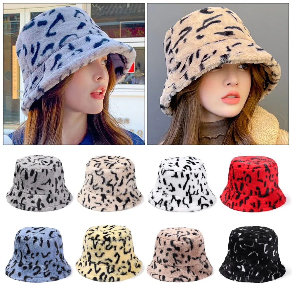 

Fashion Winter Bucket Hat Zebra Stripes Faux Fur Fisherman Cap Casual Soft Panama Hat Women Warm Outdoor Sunscreen Sun Cap