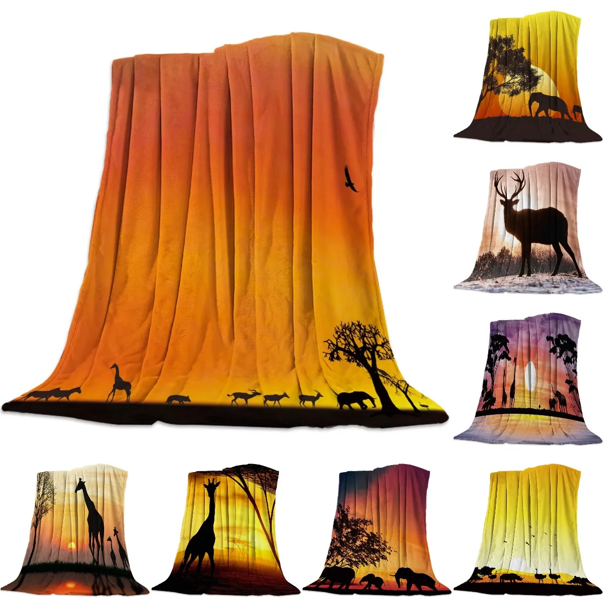 

Twilight Africa Flannel Fleece Bed Blanket Bedspread Coverlet Bed Cover Soft Lightweight Warm Cozy Throw Blanket Queen King Size