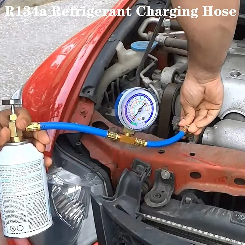 Охлаждающий шланг Freon R134A R12 R22 перезаряжаемый с манометром клапаном для пирсинга