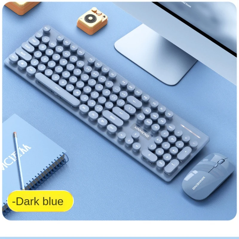 

Pink And Blue Rechargeable Wireless Keyboard And Mouse Set Bluetooth 2.4g Dual-mode Mute Girl Laptop Keyboard Ipad Keyboard-031