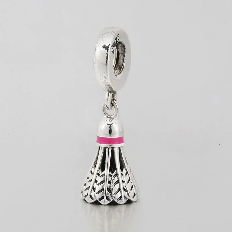 

Шарм-подвеска для бадминтона, женский браслет и браслет, ювелирные изделия «сделай сам» из стерлингового серебра S925 с бусинами