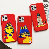 ankha cat cartoon girl phone case for iphone 13 12 11 pro max mini xs 8 7 6 6s plus x se 2020 xr red cover