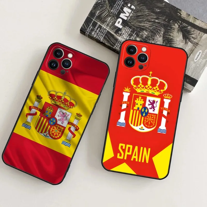 Spain National Emblem Flag Phone Case For IPhone 14 Pro Max 13 12 Mini 11 SE 2020 5 5S 6 6S 7 8 Plus XS X XR Silicone Cover