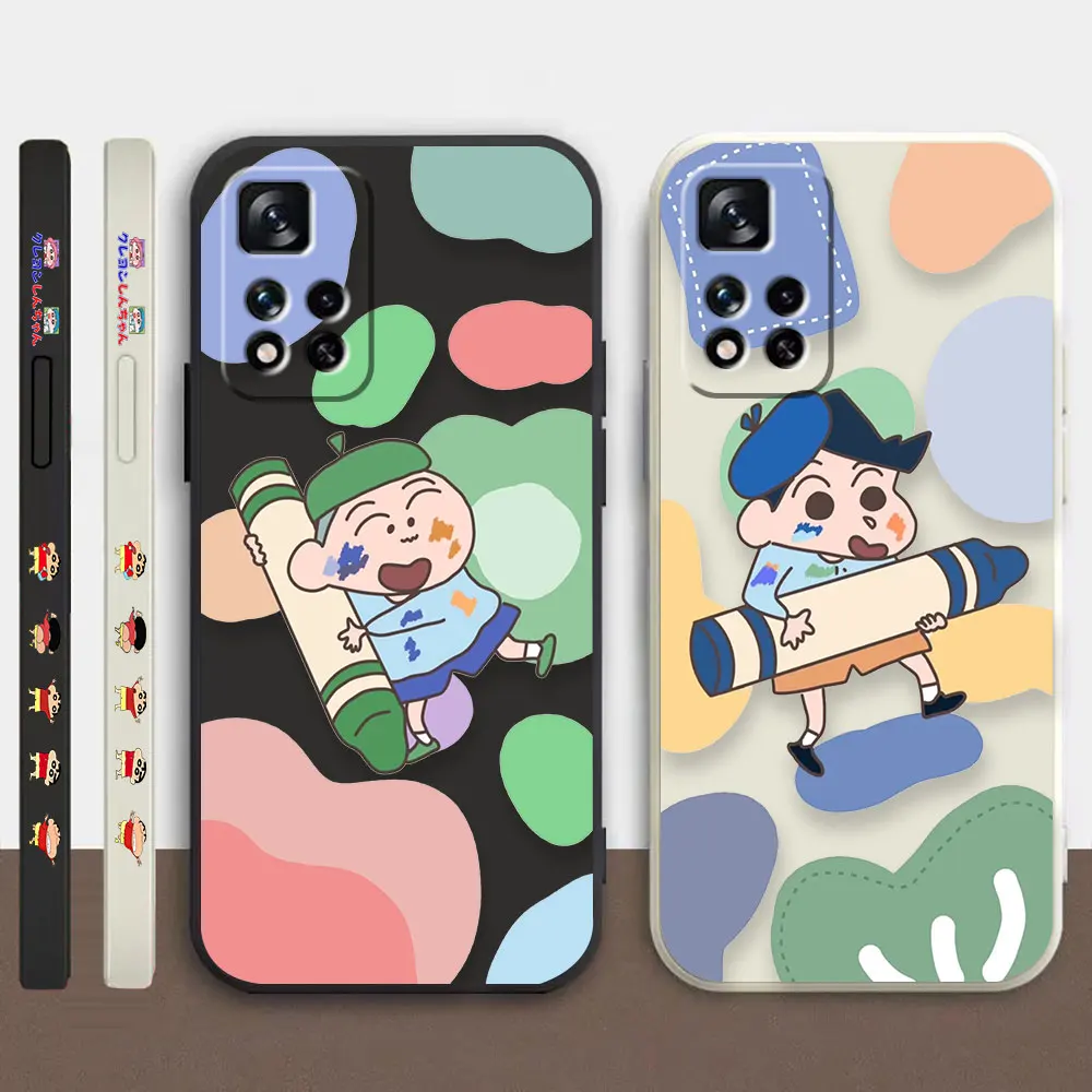 

Case For Redmi Note 11T 11R 11E 10 9 9S 8 7S PRO PLUS 4G 5G Colour Simple Shockproof Liquid Case Colourful C-Crayon Shin-chan-n