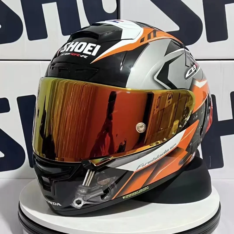 

Мотоциклетный шлем на все лицо SHOEI X14 orange hon, мотоциклетный шлем для езды на мотоцикле, гоночный мотоциклетный шлем