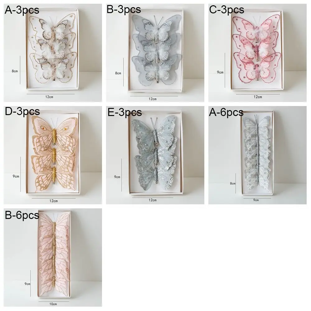 3/6 шт. разноцветные блестящие имитационные зажимы-бабочки украшение для