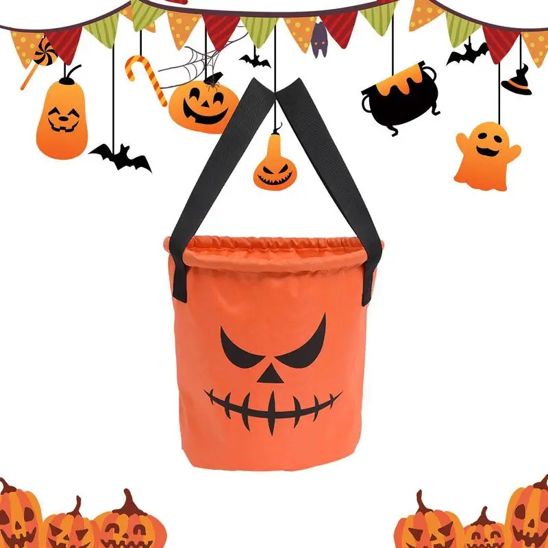 

Halloween Trick Or Treat Bags LED Light Up Pumpkin Candy Bag Tote Bag Candy Storage Bucket Reusable Thanksgiving Party Kids Gift