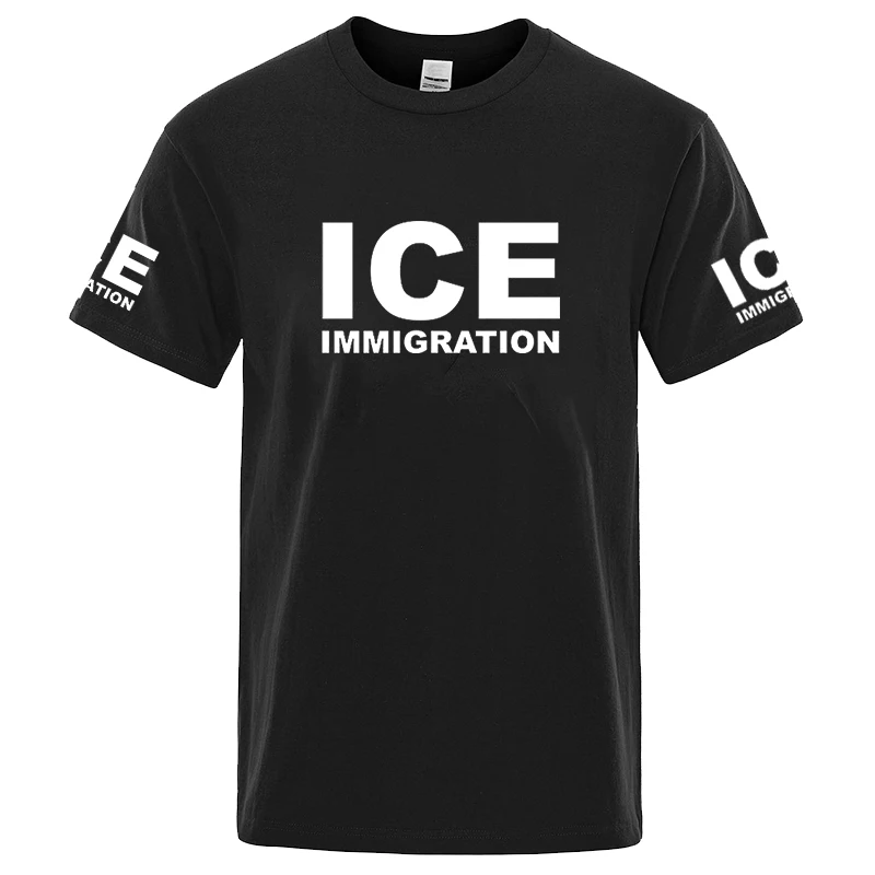 

United States Immigration Men T-shirt ICE Graphic Casual Tops Luxury Brand America Print Tee Personality Fashion Cool Streetwear