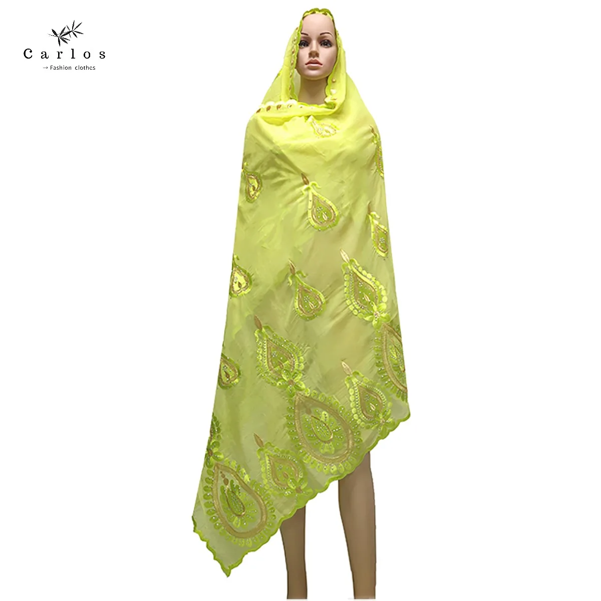 Лидер продаж 2022 мусульманский шарф большой размер 100% хлопковый Африканский