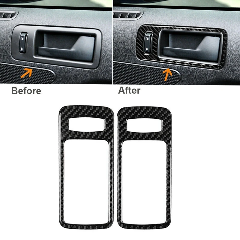 

2 шт., накладки на внутреннюю дверную ручку из углеродного волокна для Ford Mustang 2009-2013