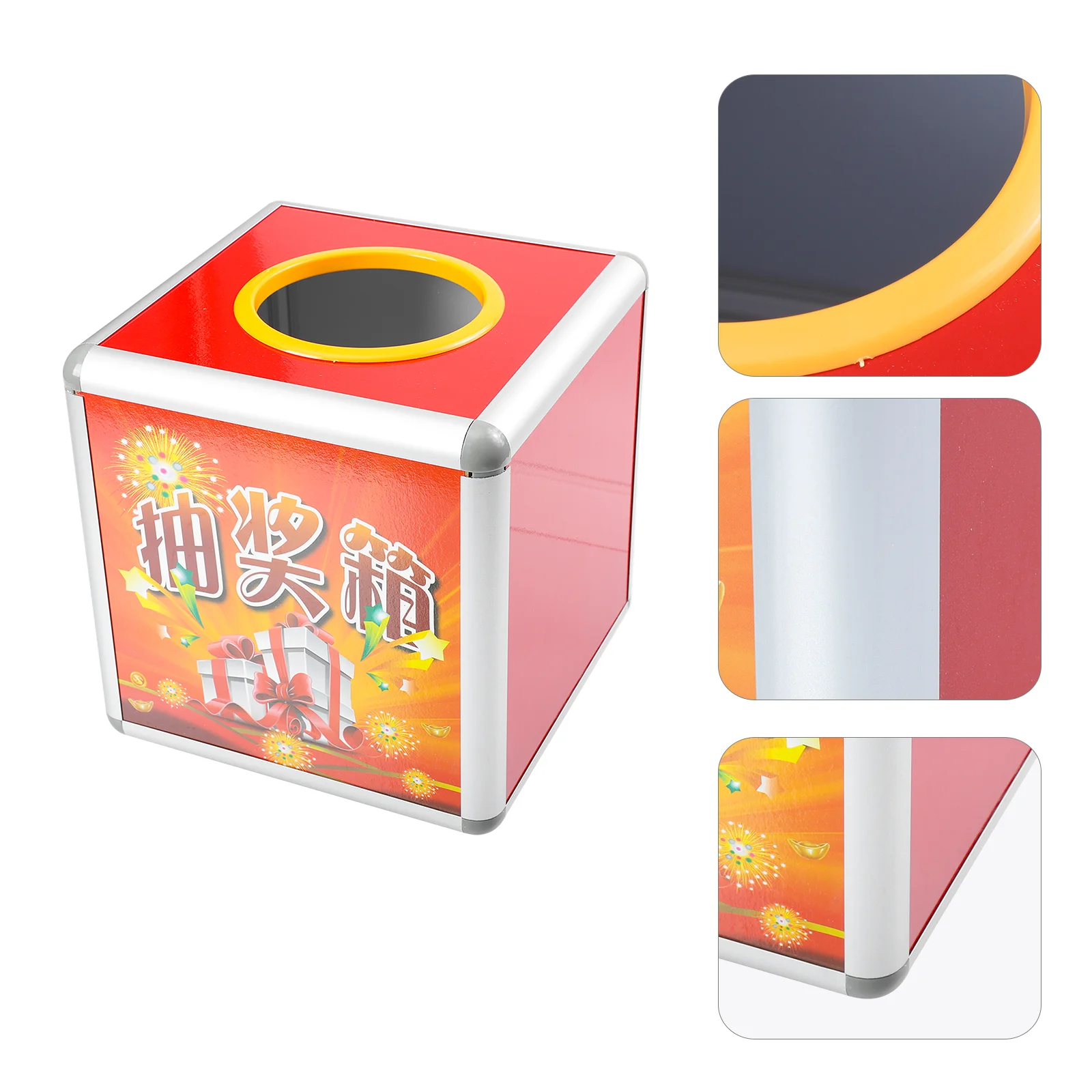 

1pc Draw Box Lottery Holder Raffle Case Aluminum Alloy Box for Activities Game