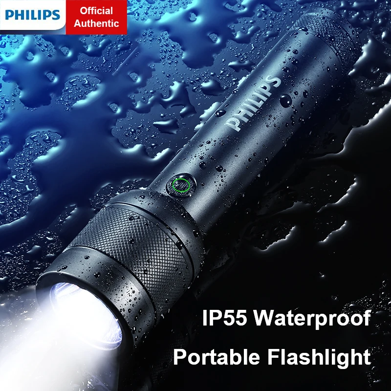 Philips Ultra Bright Portable Flashlight Powerful Rechargeable Camping Lamp 4 Lighting Modes Waterproof Light for Indoor Outdoor