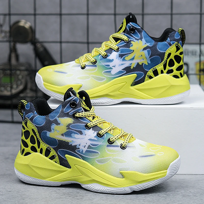 

Kids Sport Basketball Shoes Colorful Cool Children Athletic Trainers Gym Sports Sneakers for Girls Boys Training Trainers 565W
