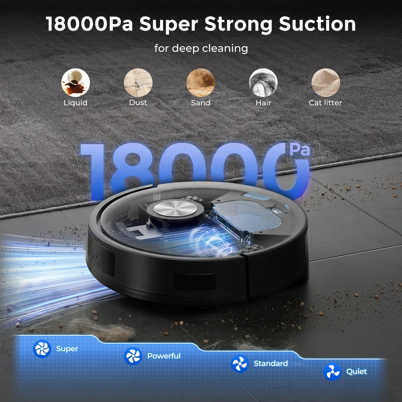Фото Робот-пылесос D16S MAX 18000pa с лидарной навигацией, безмешковый, с функцией самоочистки, умный, для сухой и влажной уборки №5