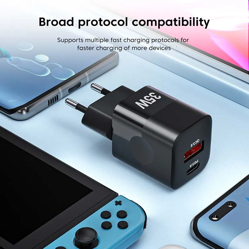 Olaf 35W GaN Charger PD 3.0 QC 3.0 Dual Port PD Type C Fast Charger For iPhone Samsung Xiaomi Huawei USB C Charger Fast Charging