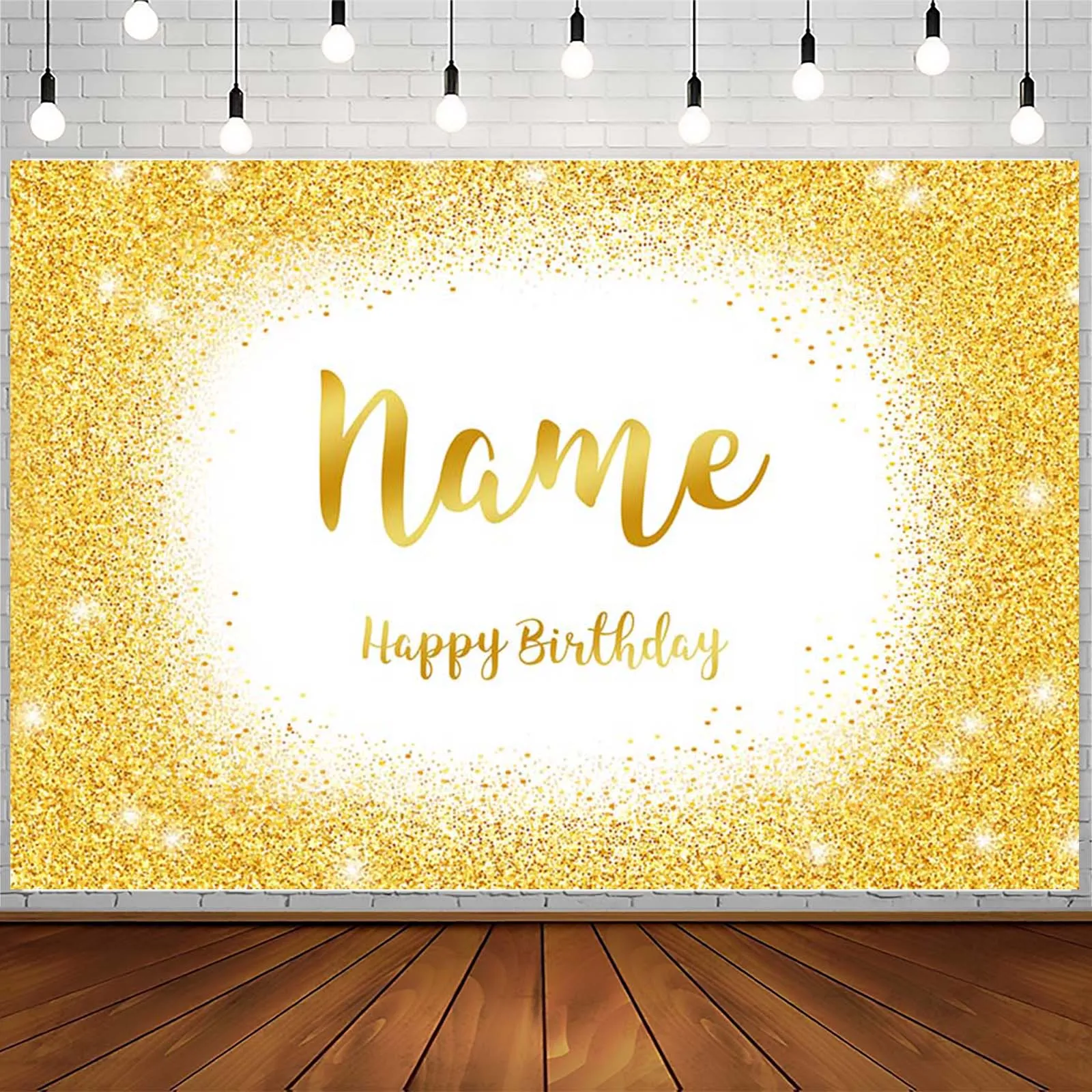 Пользовательское Имя Фото День Рождения Фон Золото Серебро Блестки Фотография