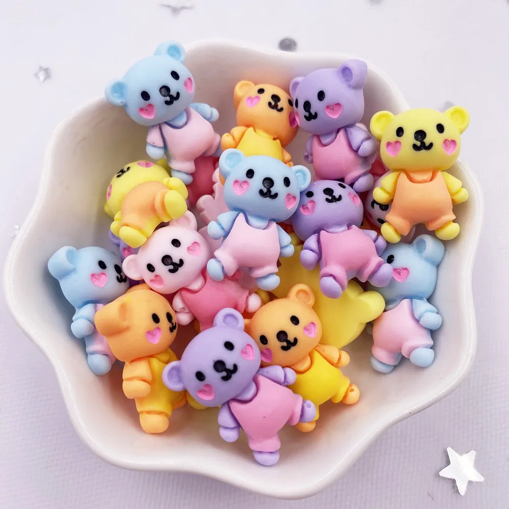 

10 шт., разноцветные милые мини-медведи из смолы