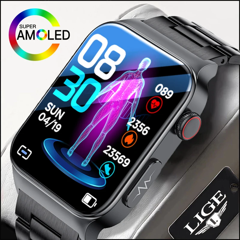 

LIGE New ECG+PPG Smart Watch Men Blood Pressure Heart Rate Watches IP68 Waterproof Fitness Tracker Smartwatch For Huawei Xiaomi