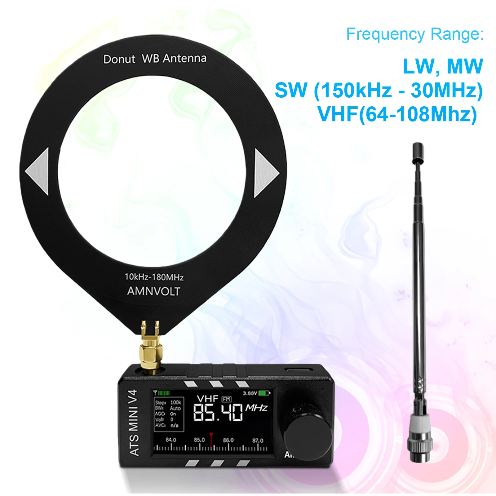 Фото AMNVOLT V4/V3S ATS MINI SI4732 Радио ALL Band DSP Радио FM AM SSB LSB USB-приемник, встроенная схема усилителя для наушников Hi-Z №4